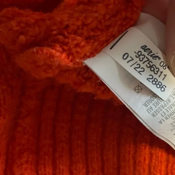 Aerie CozyUp Waffle Quarter Zip Sweater Bold Starburst Red/Orange Women’s XL - Picture 8 of 8